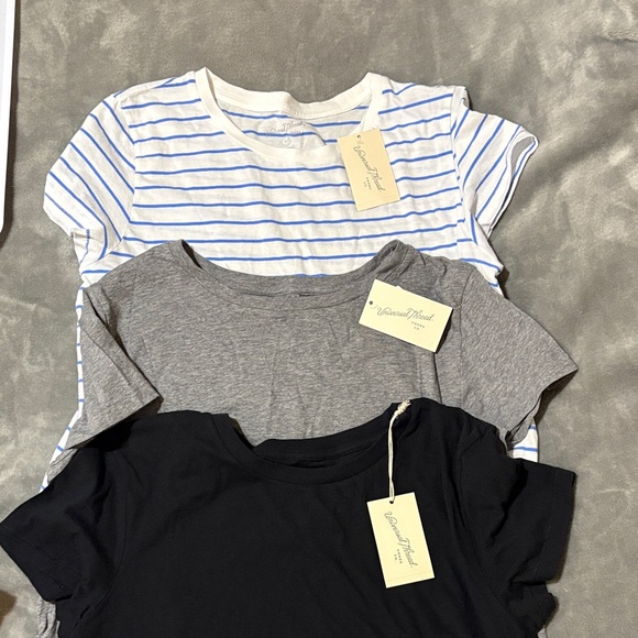 Universal Thread Tops - Universal Thread Blue Striped, Gray, and Black Cropped Tees